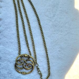 Gold Chain Necklace with Intricate Knot/ Snakes Design